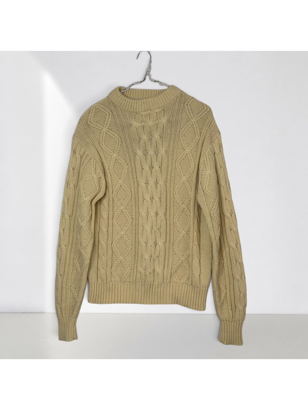 Vintage Cream Chunky Fisherman Cable knit Sweater